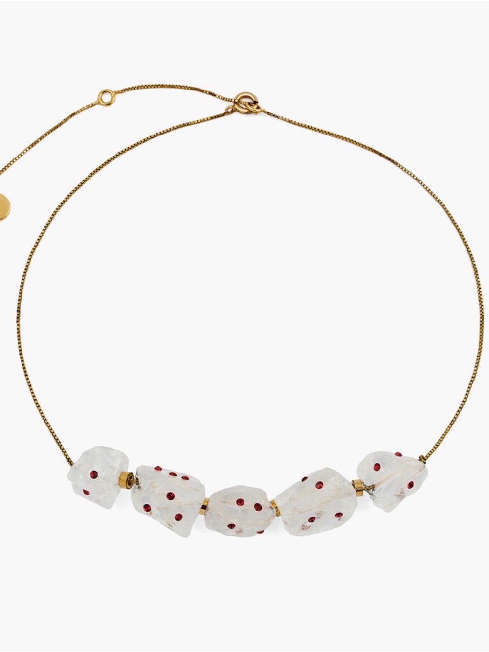 New w tags NWT Marni Five Quartz Stones Pietr Dura Gold Tone Necklace MSRP $995